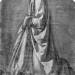 Drapery study for a kneeling figure seen in three-quarter profile to the left